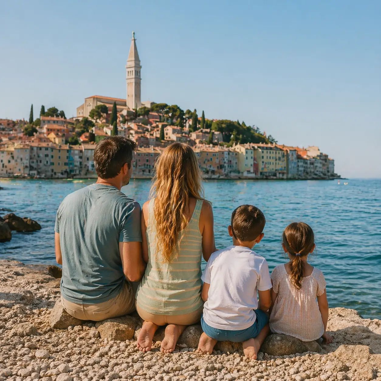 Rovinj waterfront beside the Adriatic Sea